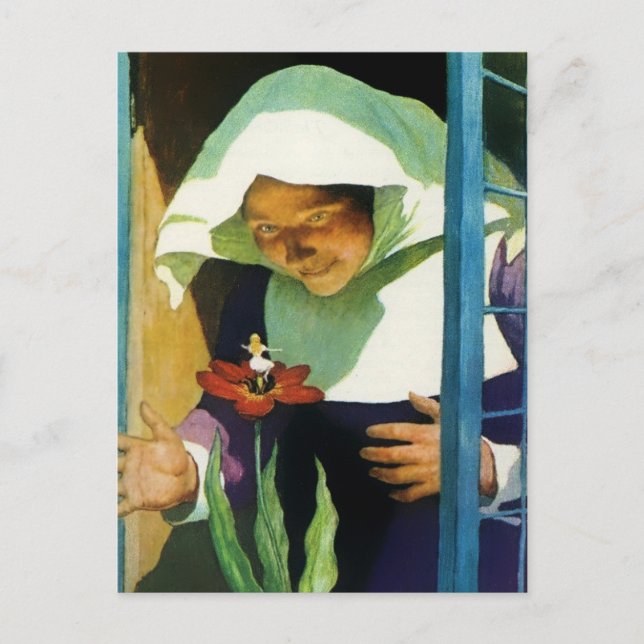 "Thumbelina" Fairy Art av NC Wyeth Vykort (Framsida)