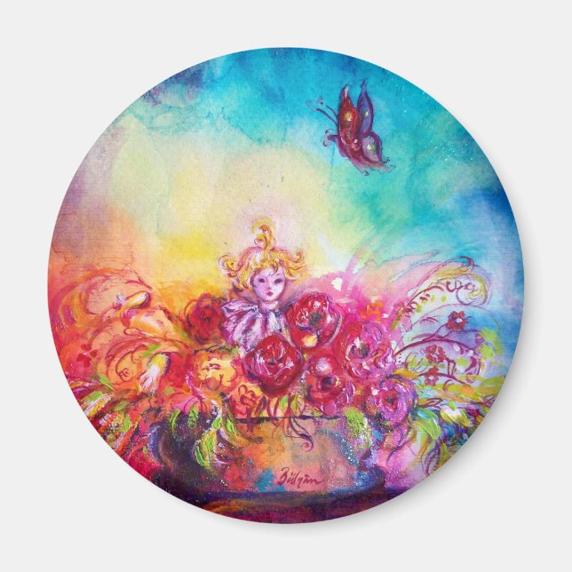 THUMBELINA,FLOWER BASKET OCH BUTTERFLY MAGNET (Framsidan)