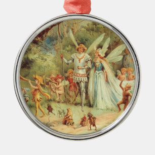 Thumbelina och Prince Bröllop, Vintage Fairy Tales Julgransprydnad Metall