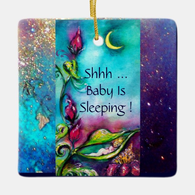 THUMBELINA ROSA RUBY HEART MONOGRAM DOOR HANGER JULGRANSPRYDNAD KERAMIK (Framsida)