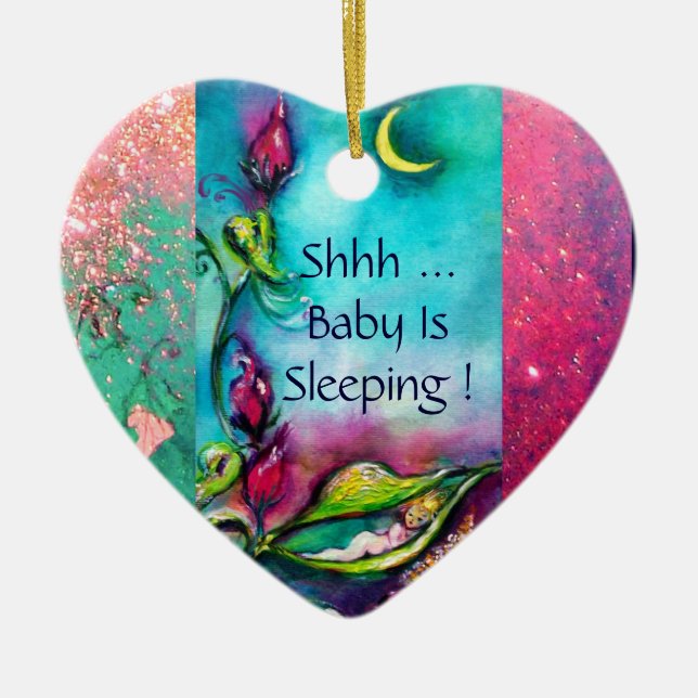 THUMBELINA ROSA RUBY HEART MONOGRAM DOOR HANGER JULGRANSPRYDNAD KERAMIK (Framsidan)