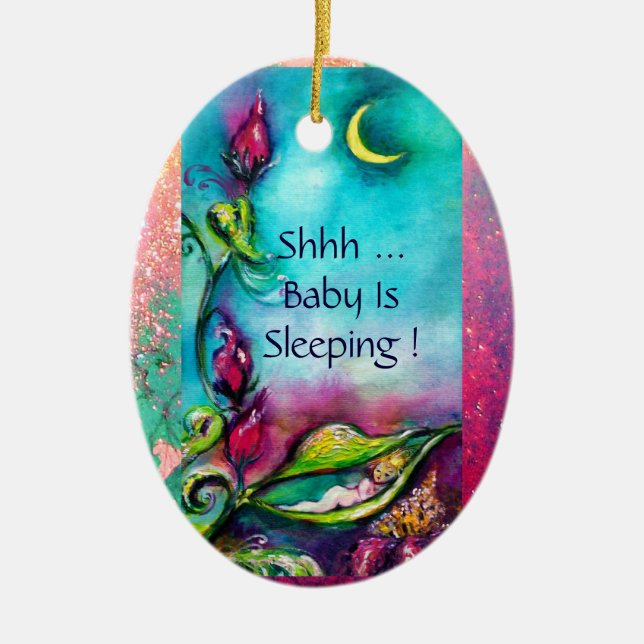 THUMBELINA ROSA RUBY MONOGRAM DOOR HANGER JULGRANSPRYDNAD KERAMIK (Framsidan)