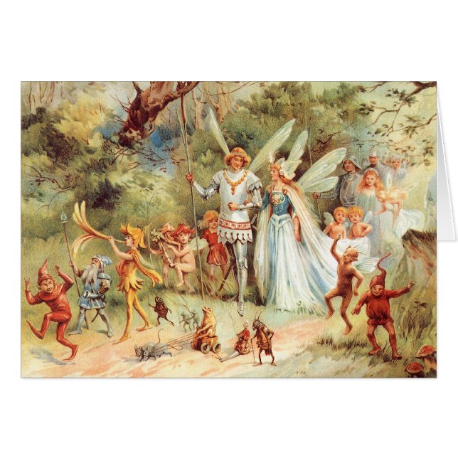 Thumbelinas bröllop i skogen hälsningskort (Framsidan Horizontal)