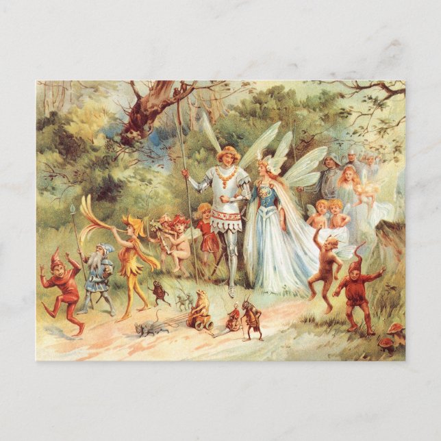Thumbelinas Bröllop i skogen Vykort (Framsida)