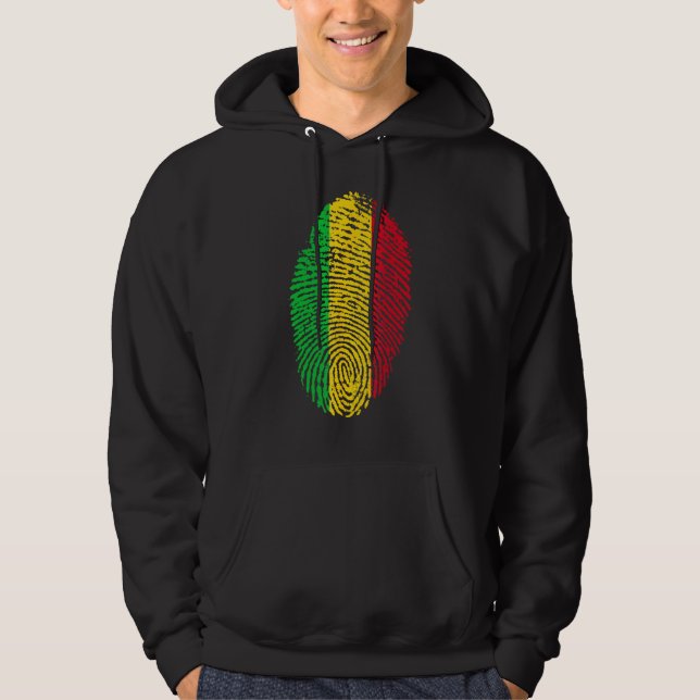 Thumbprint Fingerprint Mali Flag West Africa Hoodie (Framsida)