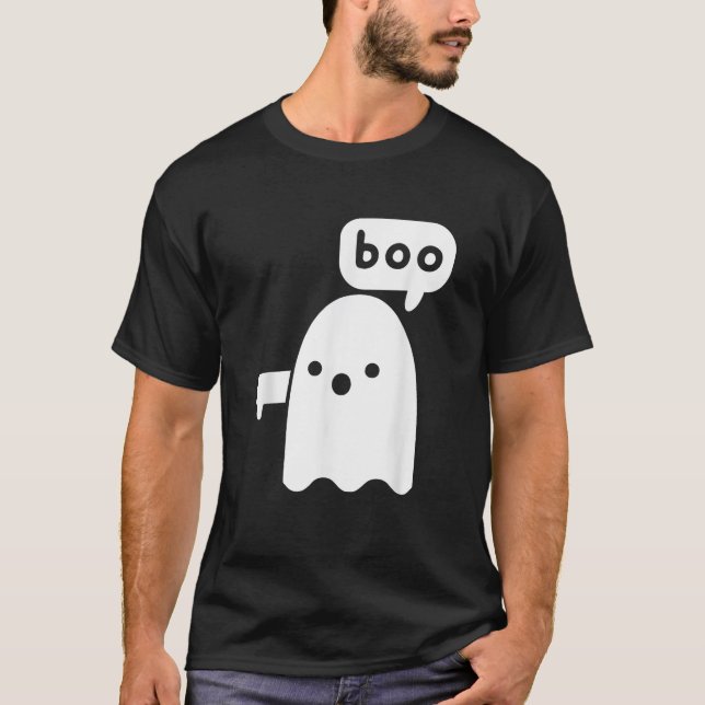 Thumbs Down Ghost Screaming Boo Disapproval Ghost  T Shirt (Framsida)