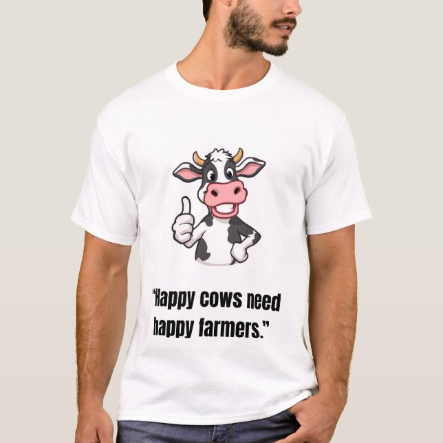 Thumbs Up Cow – Funny Cartoon Tee (Framsida)