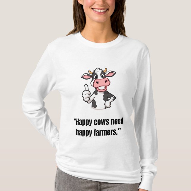 Thumbs Up Cow – Funny Cartoon Tee (Framsida)