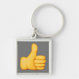 Thumbs up Emoji Fyrkantig Silverfärgad Nyckelring