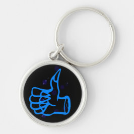 Thumbs up key chain rund silverfärgad nyckelring