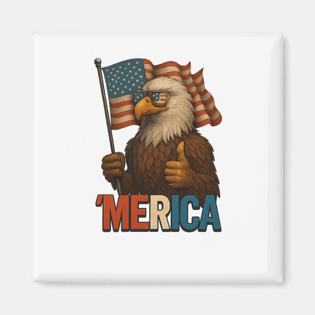 Thumbs Up Merica Eagle Funny och Patriotic Magnet (Framsidan)