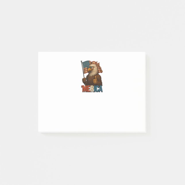 Thumbs Up Merica Eagle Funny och Patriotic Post-it Block (Framsida)