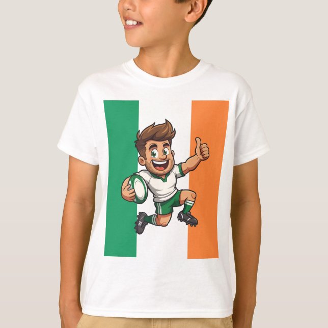 Thumbs-Up Victory Irish Rugby Spirit T Shirt (Framsida)