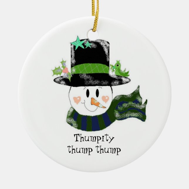 Thumpity Thump Thump  - Snömannen Julgransprydnad Keramik (Framsidan)