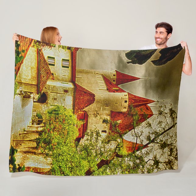 Thun Castle, Schweiz Acrylic Art Fleecefilt (På plats)