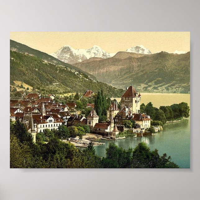 Thun, Oberhofen, Bernese Oberland, Schweiz cla Poster (Framsidan)