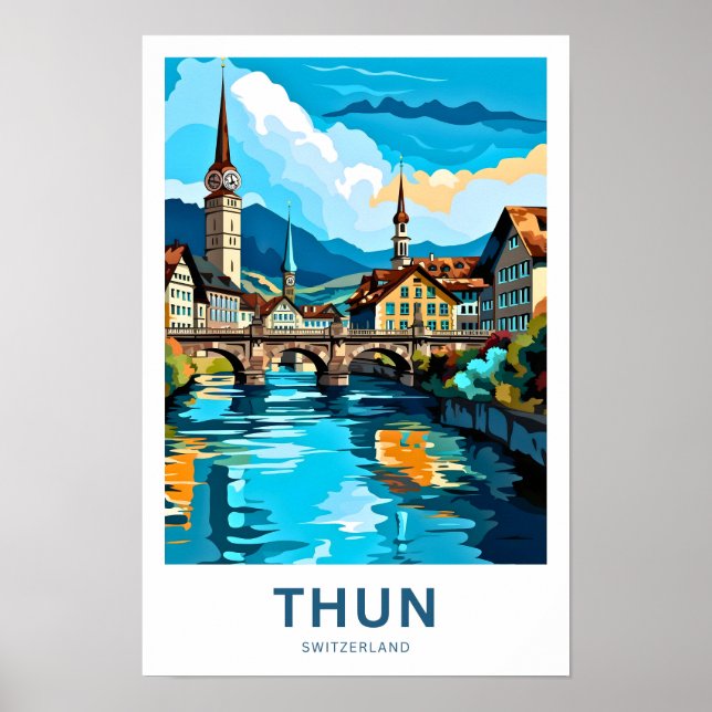 Thun Schweiz Travel Print Poster (Framsidan)