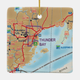 Thunder Bay på Karta Julgransprydnad Keramik