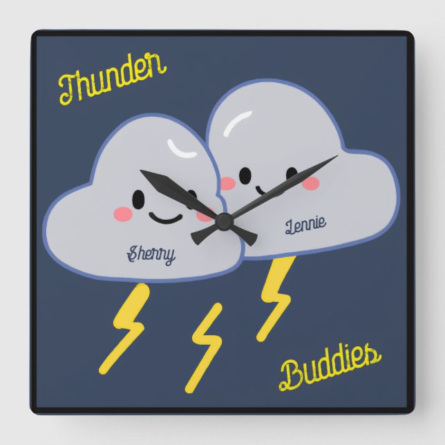 Thunder Buddies Customized Fyrkantig Klocka (Framsida)