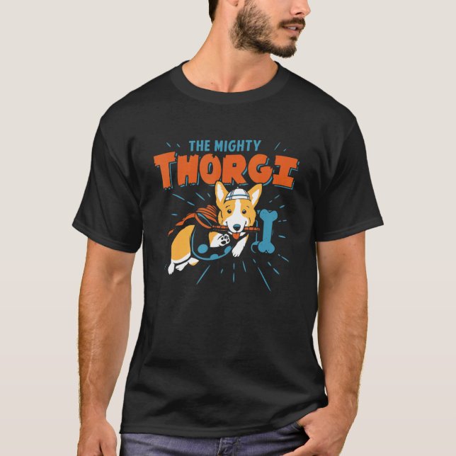 Thunder Corgi Corgi Owner Thorgi T Shirt (Framsida)