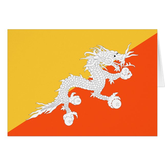 Thunder Dragon Flagga of Bhutan OBS Kort (Framsidan Horizontal)
