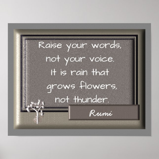 Thunder och Rain - Rumi-citat - Art print Poster (Framsidan)