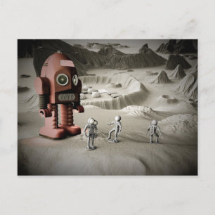 Thunder Robot och Leksak Spacemen Retro Styled Pos Vykort