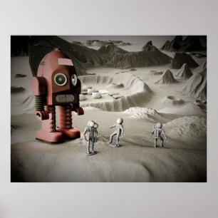Thunder Robot och Leksak Spacemen Retro Styled Pri Poster