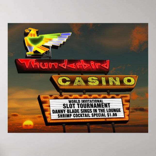 Thunderbird Casino Sign Las Vegas Retro Poster (Framsidan)
