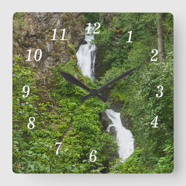 Thunderbird Falls Painterly Wall Clock Fyrkantig Klocka (Framsida)