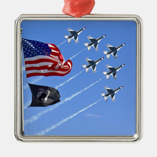 Thunderbird Jet USA MIA/POW Flagga Julgransprydnad Metall (Framsidan)