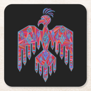 Thunderbird Southwest Art Native American Symbol Underlägg Papper Kvadrat