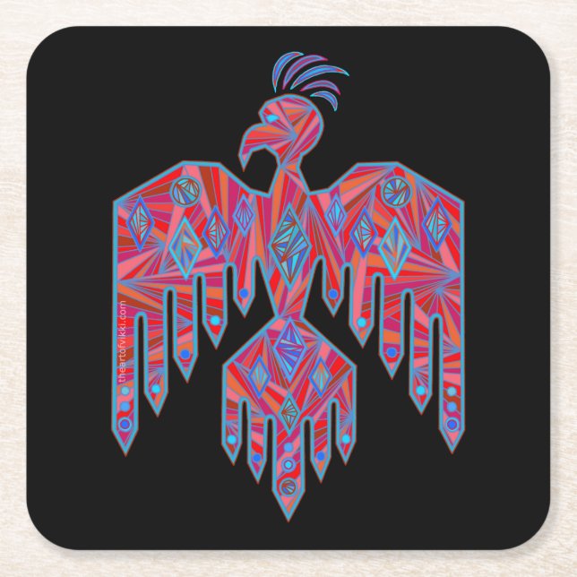 Thunderbird Southwest Art Native American Symbol Underlägg Papper Kvadrat (Framsidan)