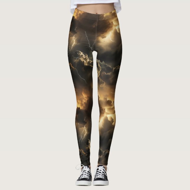 Thunderstorm Clouds Mönster Leggings (Framsida)