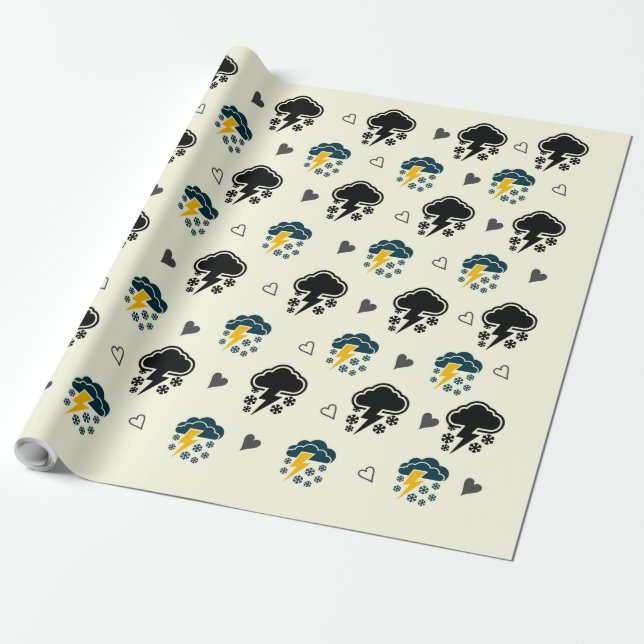 "Thunderstorm Elegance: ☁️ och ⚡ Wrapping papper. Presentpapper (Utrullad)