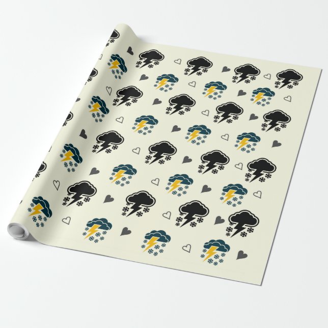 "Thunderstorm Elegance: ☁️ och ⚡ Wrapping papper. Presentpapper (Utrullad)
