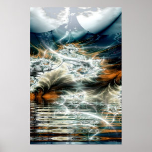 thunderstorm över bergsjön poster