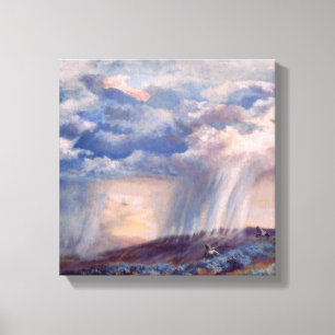 Thunderstorm Quail ovanför Mesa-kanvastrycket Canvastryck