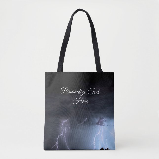 Thunderstorm Rain Lightning Storm Tote Bag Tygkasse (Framsida)