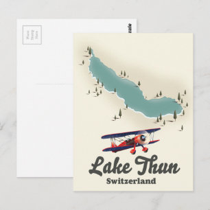 Thunsjön Schweiz karta Vykort