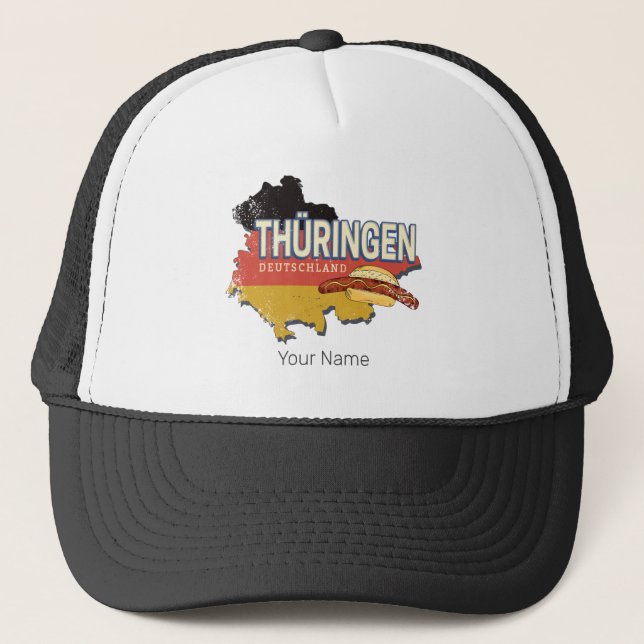 Thuringia Tyskland Retro Federal State Karta Vinta Keps (Framsida)