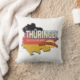 Thuringia Tyskland Retro Federal State Karta Vinta Kudde