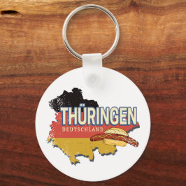 Thuringia Tyskland Retro Federal State Karta Vinta Nyckelring