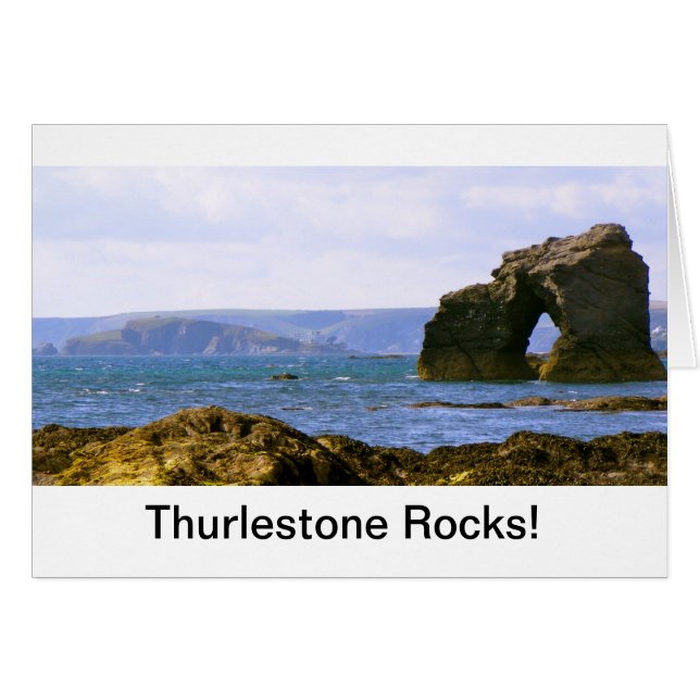 "Thurlestone Sten!" Devon Gift Hälsningskort (Framsidan Horizontal)