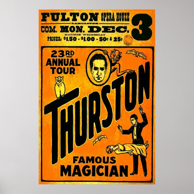 Thurston, Berömd Magician, 23:e årsturné. Poster (Framsidan)