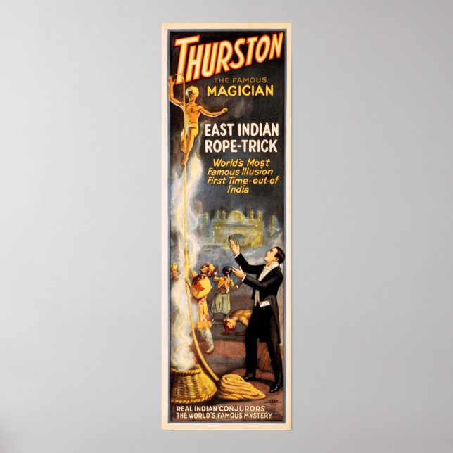 THURSTON Berömd Magician Öster Indian Rope Trick Poster (Framsidan)