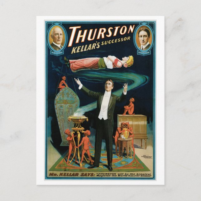 Thurston ~ Kellars Vintage Magic Act Vykort (Framsida)