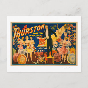 Thurston, Magician "Out of a Hat" Magic Vykort