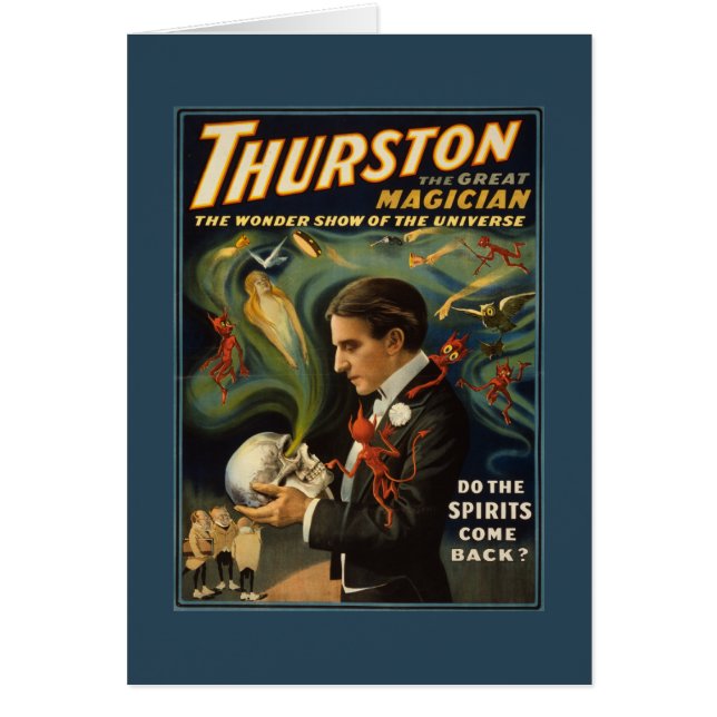 Thurston the Underbar Magician Holding Skull Magic Hälsningskort (Framsidan)