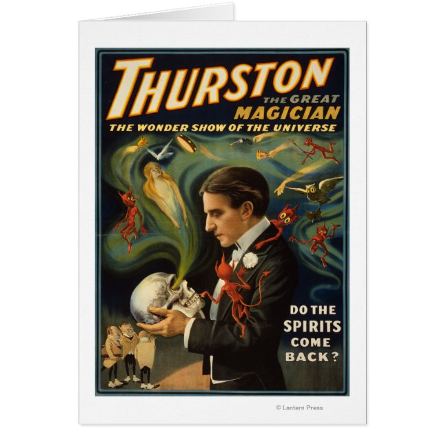 Thurston the Underbar Magician Holding Skull Magic Hälsningskort (Framsidan)